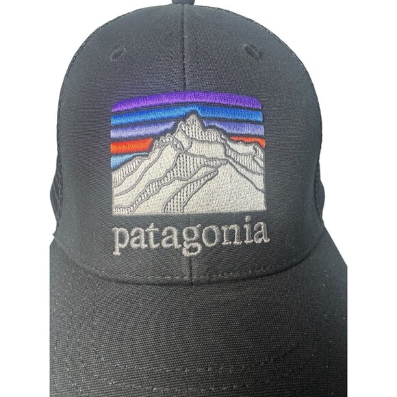 EUC Patagonia Mesh Canvas Patch Mountains Logo Formed Bill netplus Trucker Hat - Picture 4 of 15